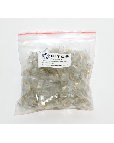 US010A (100шт). Телефонный разъем 4P4C (RJ-11). 5bites в Якутске