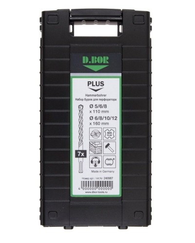 Набор буров SDS-plus V PLUS 7шт, 2-cutting (240987). Набор буров SDS-plus (5,6,8х110 мм; 6,8,10,12х160 мм). D.BOR в Якутске