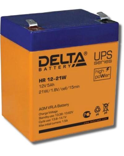 Delta HR 12-21 W. Аккумулятор герметичный свинцово-кислотный. Delta в Якутске