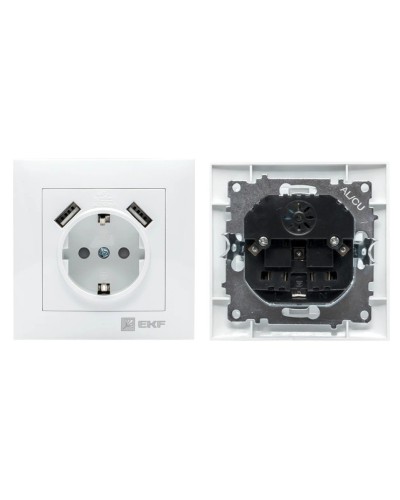 Валенсия розетка 1-местная с/з 16А (EWR16-028-10-2USB). Розетка 1-местная с/з 16А. EKF в Якутске