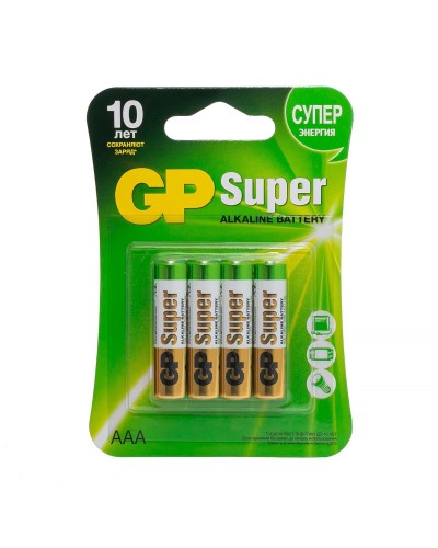 GP Super Alkaline 24A AAA (GP 24A-2CR4), упак. 4 шт. БЛИСТЕР. Алкалиновые батарейки. GP Batteries в Якутске