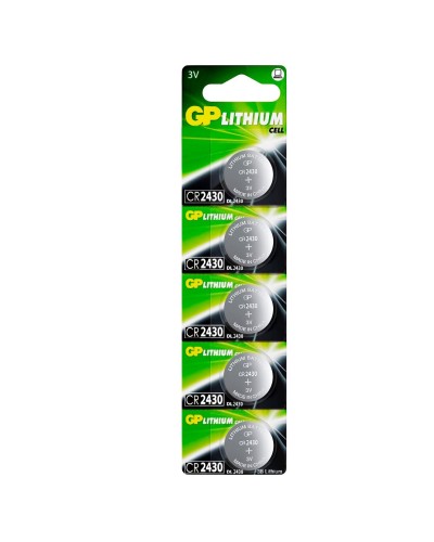 GP Lithium CR2430 (GP CR2430-2C5 100/1000), упак. 5 шт. БЛИСТЕР. Литиевые дисковые батарейки. GP Batteries в Якутске
