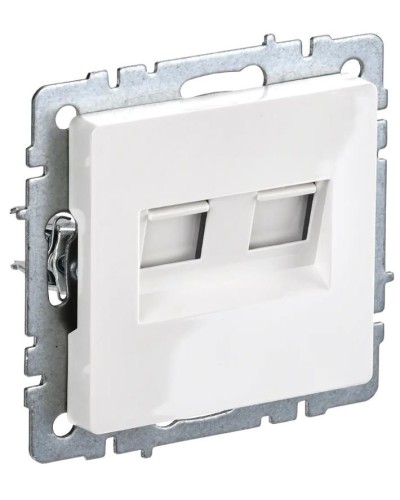 Розетка RJ11+RJ45 РК/Т12-БрБ белая BRITE (BR-KT20-O-1-K01). Розетка двойная. IEK в Якутске