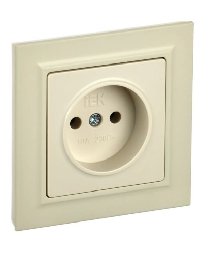 Розетка без з/к РС10-1-0-БрКр бежевый BRITE (BR-R10-10-K10). Розетка без заземления без защитных шторок. IEK в Якутске