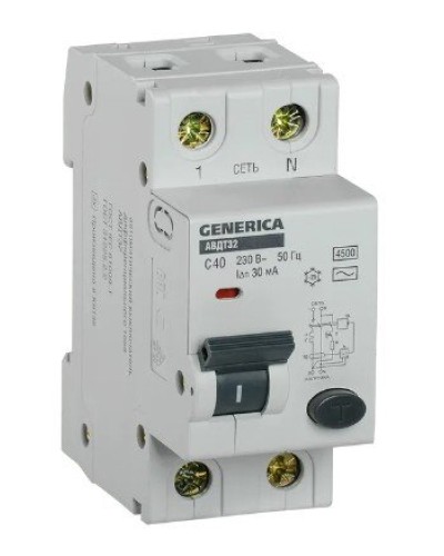 GENERICA АВДТ 32 C40 2Р 30мА (MAD25-5-040-C-30). Автоматический выключатель дифференциального тока. IEK в Якутске