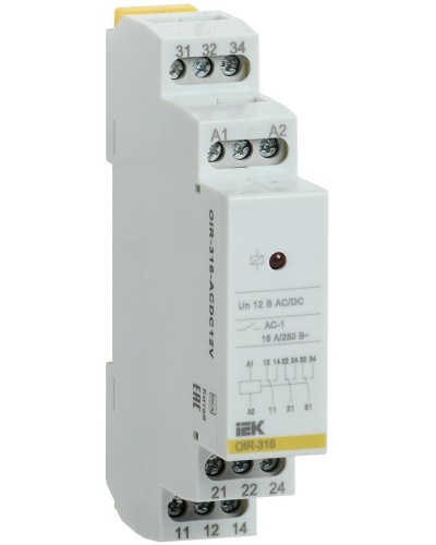 Реле промежуточное модульное OIR 3 контакта 16А 230В AC (OIR-316-AC230V). Реле промежуточное модульное. IEK в Якутске