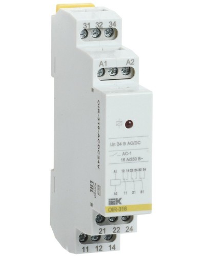 Реле промежуточное модульное OIR 3 контакта 16А 24В AC/DC (OIR-316-ACDC24V). Реле промежуточное модульное. IEK в Якутске