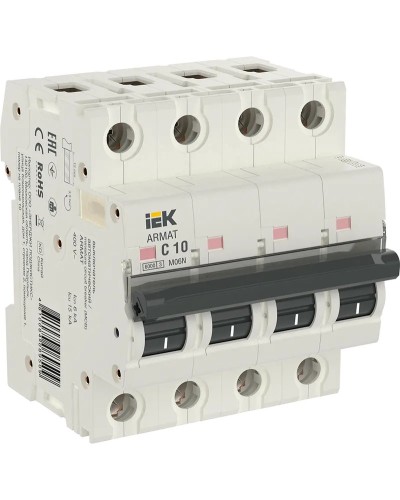 M06N 4P C 10А 6кА ARMAT (AR-M06N-4-C010). Автоматический выключатель. IEK в Якутске