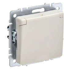 Розетка с з/к РСбш10-3-БрКр бежевый BRITE (BR-R16-16-K10). Розетка с заземлением с защитными шторками и крышкой. IEK