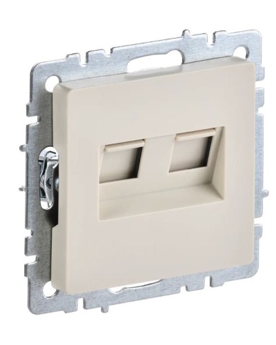 Розетка RJ11+RJ45 РК/Т12-БрКр бежевый BRITE (BR-KT20-O-1-K10). Розетка двойная. IEK в Якутске