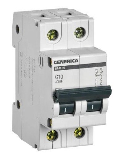 GENERICA ВА47-29 2P C 10А 4,5кА (MVA25-2-010-C). Автоматический выключатель. IEK в Якутске