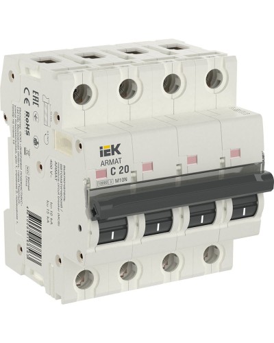 M10N 4P C 20А 10кА ARMAT (AR-M10N-4-C020). Автоматический выключатель. IEK в Якутске