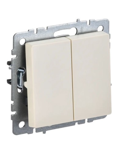 Выключатель 2-клавишный проходной ВС10-2-6-БрКр бежевый BRITE (BR-V22-0-10-K10). Выключатель. IEK в Якутске