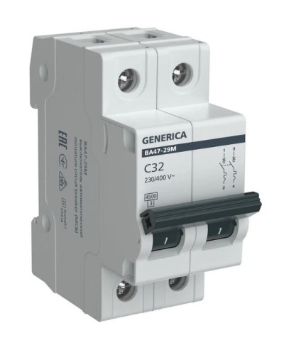 GENERICA ВА47-29М 2P C 32А 4,5кА (MVA21-2-032-C-G). Автоматический выключатель. IEK в Якутске
