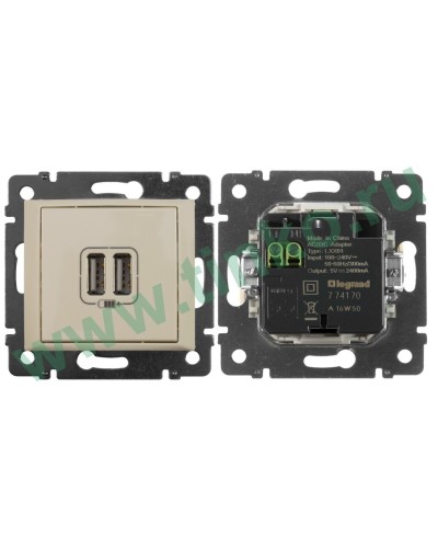 Розетка Valena двойная, USB, слоновая кость (774170). Розетка. LegranD в Якутске