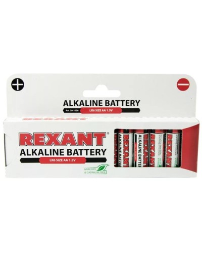 Алкалиновая батарейка AA/LR6 1,5 V 12 шт. REXANT (30-1026). Элемент питания. Rexant в Якутске