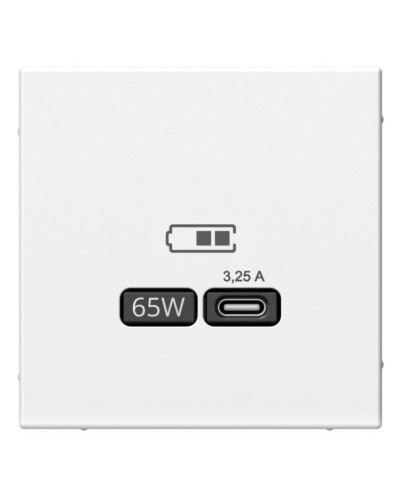 ArtGallery розетка USB тип-С 65Вт высокоскоростной заряд. QC, PD, скрытой установки, механизм, белый (GAL000127). Розетка USB. Systeme Electric в Якутске