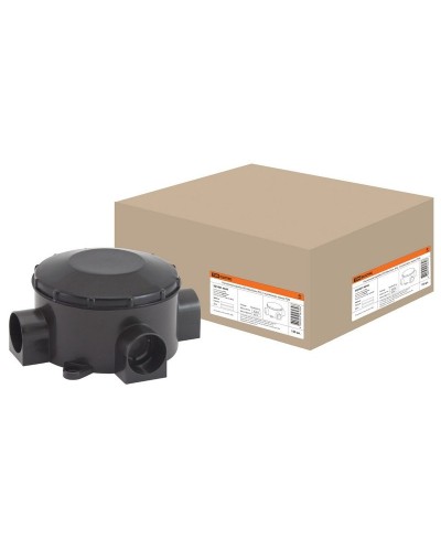 Распаячная коробка ОП D80х35мм, IP42, 3-х рожковая, черная TDM (SQ1401-4044). Распаячная коробка ОП. TDM ЕLECTRIC в Якутске