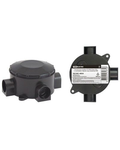 Распаячная коробка ОП D80х35мм, IP42, 3-х рожковая, черная TDM (SQ1401-4054). Распаячная коробка ОП. TDM ЕLECTRIC в Якутске