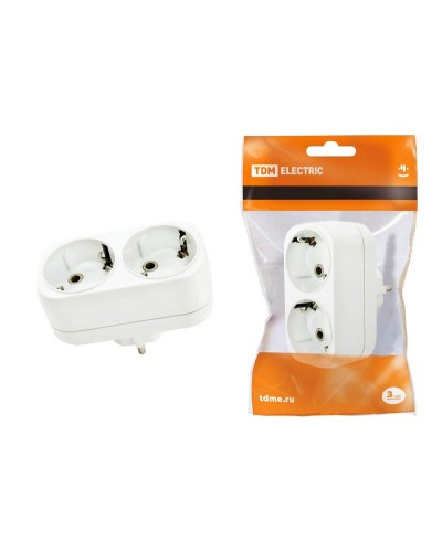 Блок на 2 гнезда 2П+З плоский 16А 250B TDM (SQ1806-0026). Розетка. TDM ЕLECTRIC в Якутске