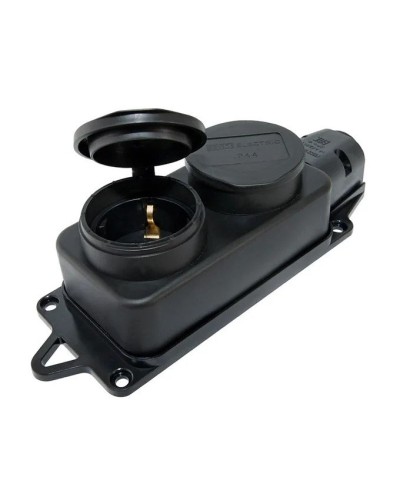 Розетка двухместная 2Р+РЕ 16А 250В IP44 (SQ0612-0037). Розетка двухместная с заглушками каучук. TDM ЕLECTRIC в Якутске