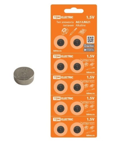 AG1/LR621 Alkaline 1,5V BP-10 TDM (SQ1702-0045). Элемент питания. TDM ЕLECTRIC в Якутске