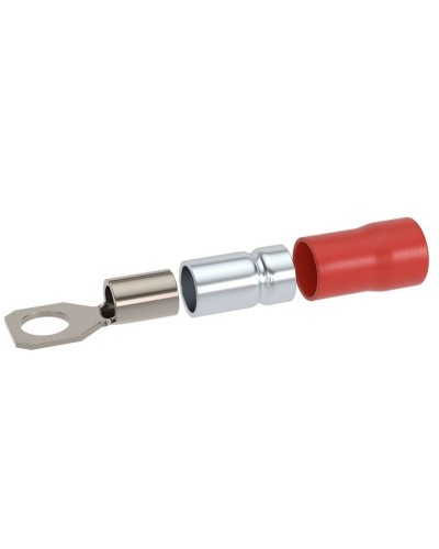 Наконечник НКИ 0,25-1,5 М6 (D6,4мм) с отверстием под винт (100 шт) (2A6P-DS-PVC). Наконечник с отверстием под винт и изолированным фланцем ПВХ, двойная гильза. ДКС в Якутске