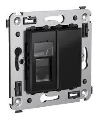 Розетка RJ-45 в стену Avanti одинарная черный квадрат (4402463). Розетка компьютерная. ДКС в Якутске