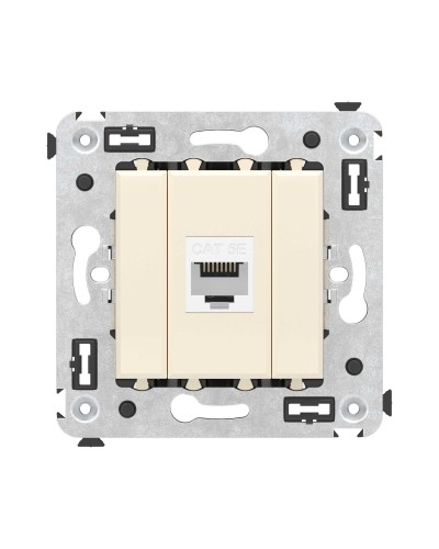 Розетка RJ-45 в стену, кат.5E, Avanti, одинарная, ванильная дымка (4405663). Розетка компьютерная. ДКС в Якутске