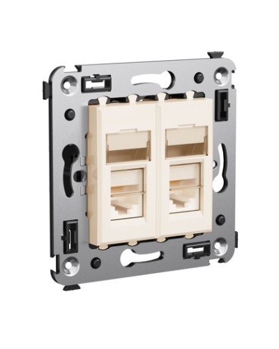Розетка RJ-45 Avanti в стену двойная экранированная ванильная дымка (4405364). Розетка. ДКС в Якутске