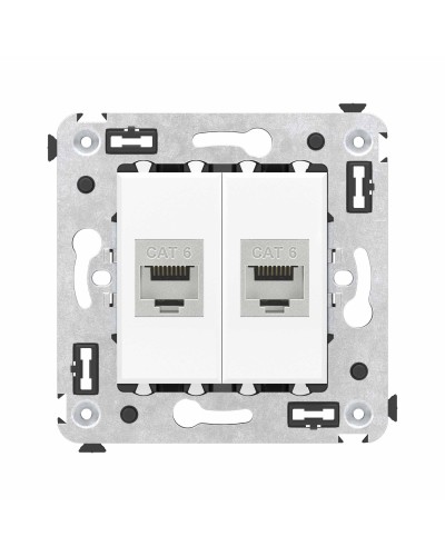 Розетка RJ-45 в стену, кат.6E, Avanti, двойная, белое облако (4400794). Розетка компьютерная модульная. ДКС в Якутске