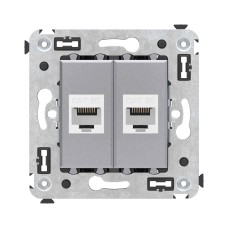 Розетка RJ-45 в стену, кат.5E, Avanti, двойная, закаленная сталь (4404664). Розетка компьютерная. ДКС