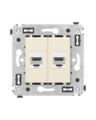 Розетка RJ-45 в стену, кат.5E, Avanti, двойная, ванильная дымка (4405664). Розетка компьютерная. ДКС в Якутске