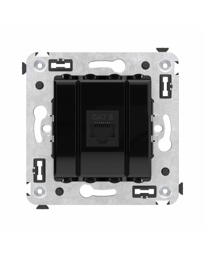 Розетка RJ-45 в стену, кат.6E, Avanti, одинарная, черный квадрат (4402693). Розетка компьютерная. ДКС в Якутске