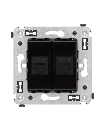 Розетка RJ-45 в стену, кат.5E, Avanti, двойная, черный квадрат (4402664). Розетка компьютерная. ДКС в Якутске
