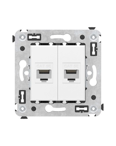 Розетка RJ-45 в стену, кат.5E, Avanti, двойная, белое облако (4400664). Розетка компьютерная. ДКС в Якутске