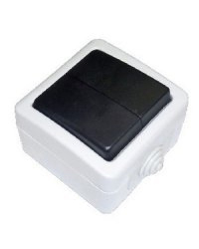 Переключатель двухклавишный 2-полюсный с 2 мест EF602SA, серый, LK Aqua (80006). Переключатель. Экопласт в Якутске