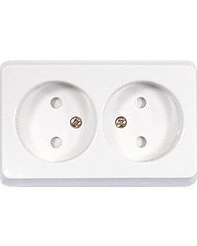 Розетка двойная открытой установки без з/к, белый, LK Standard (813604). Розетка без заземляющих контактов с защитными шторками. Экопласт в Якутске