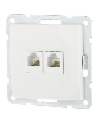 Розетка телефонная двойная 2xRJ-12 с накладкой, белый LK60 (865604-1). Розетка телефонная. Экопласт в Якутске