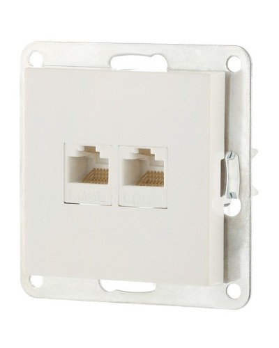 Розетка 2xRJ-45 кат.5е с накладкой, белый LK80 (846204-1). Розетка компьютерная двойная. Экопласт в Якутске