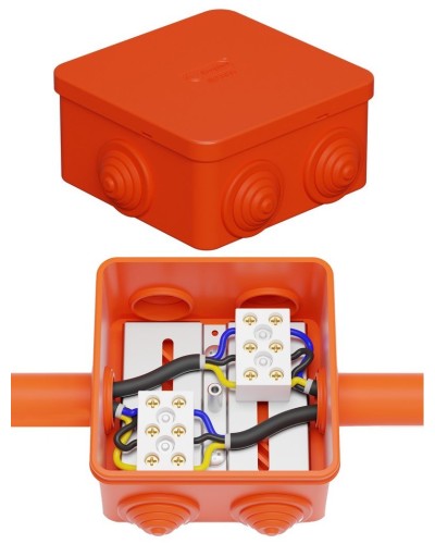 Коробка JBS080 85х85х50, 6 вых., 3P (0,15-10,0 мм²) (43301HF). Коробка монтажная, огнестойкая, без галогена. Экопласт в Якутске