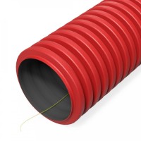 Труба ПНД гибкая двустенная D75 с/з тип 1250 (SN63) красная (PR15.00998). Труба гофрированная двустенная ПНД гибкая. Промрукав