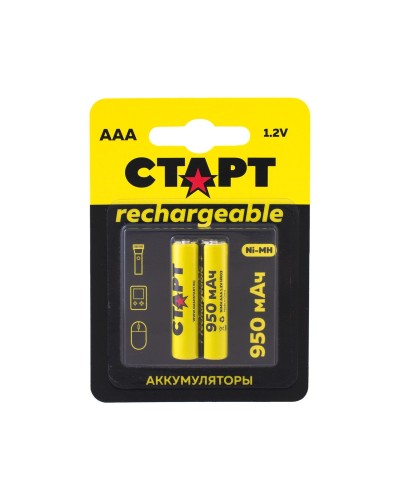 СТАРТ HR03 (AAA, 950mah), упак. 2 шт. БЛИСТЕР. Перезаряжаемые аккумуляторы. СТАРТ в Якутске