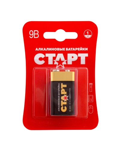 СТАРТ 6LR61-BL1 (9 В, Крона,  6LR61), БЛИСТЕР. Алкалиновая батарейка. СТАРТ в Якутске